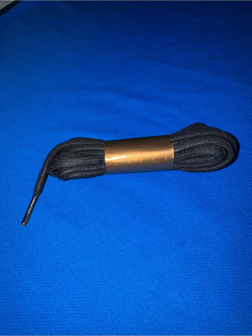 Gucci Black Shoe Laces with Gold Band